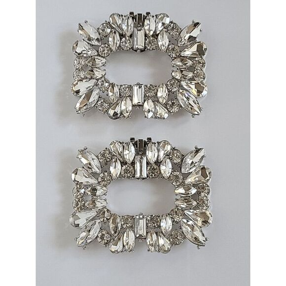 ✨💎 2pcs Rhinestone Square Buckle Shoe Jewelry Clips Decor Accessories NEW - Picture 14 of 14